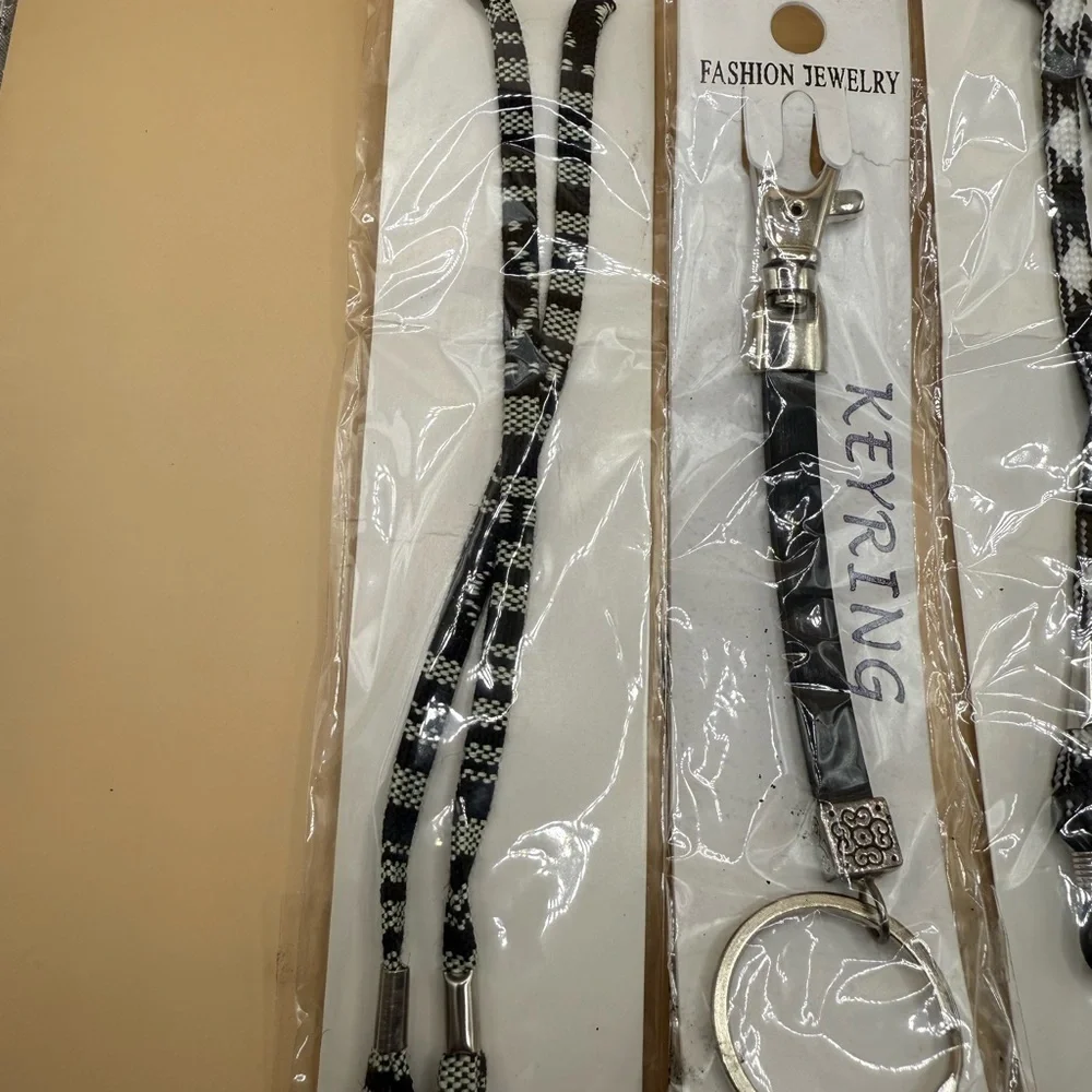 Black and White Eyeglasses Cord & Fashion Key Ring Lot of (3)